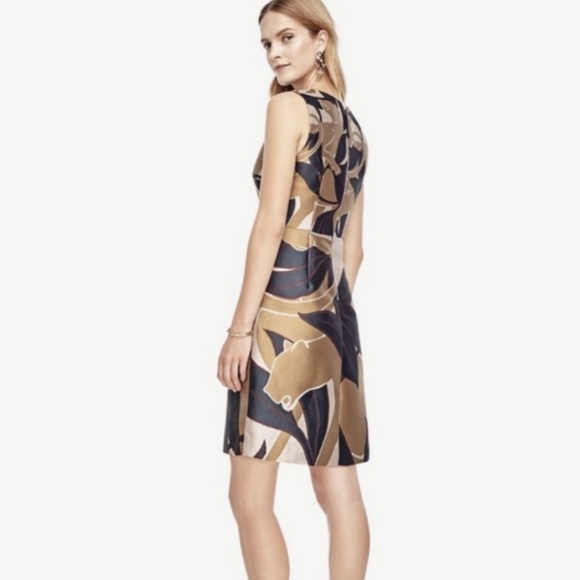 Ann Taylor Jungle Cat Jaguar Metallic Brocade Sheath Dress XS - Picture 3 of 8